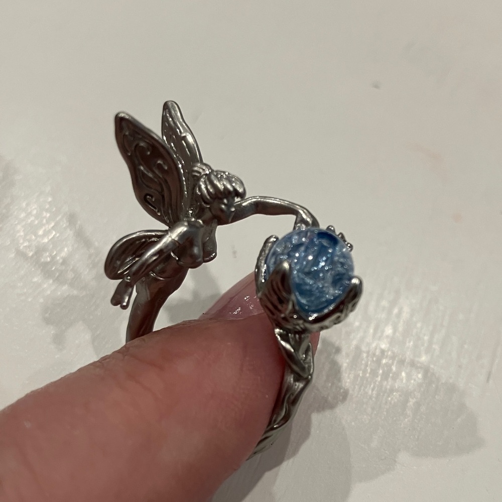 Silver Fairy Ring with Aquamarine-Blue Orb - Picture 3 of 6